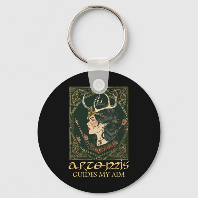 Funny Greek Goddess Artemis Deer Hunting Mythology Key Ring (Front)