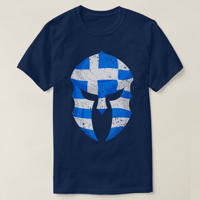 Funny Greek Spartan Helmet Flag Gift For Men Women T-Shirt (Design Front)