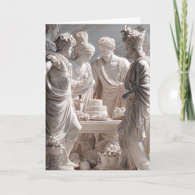 Funny Greek Statue Birthday Card – Classical Humor (Front)