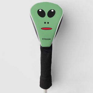 Funny Green Alien Face Personalised Mens Golf Head Cover