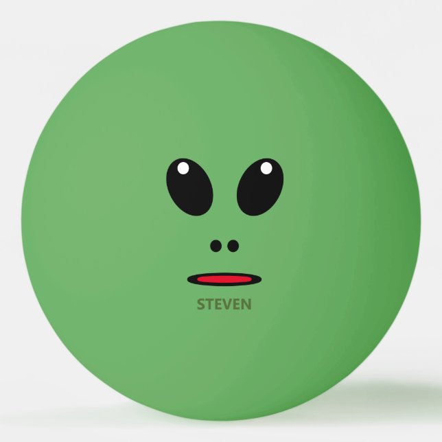 Funny Green Alien Face Personalized Ping Pong Ball (Front)