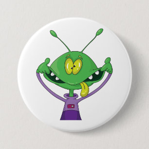 Funny Green Alien Making Silly Face 7.5 Cm Round Badge