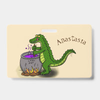 Funny green alligator cooking cartoon