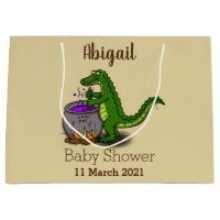 Funny green alligator cooking cartoon