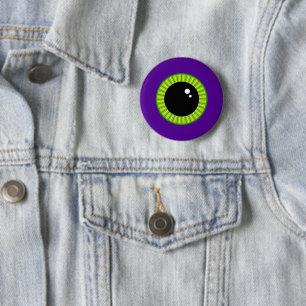 Funny Green and Purple Monster Eyeball 6 Cm Round Badge