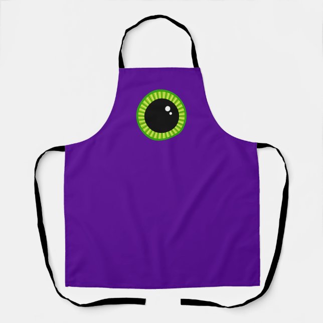 Funny Green and Purple Monster Eyeball Apron (Front)