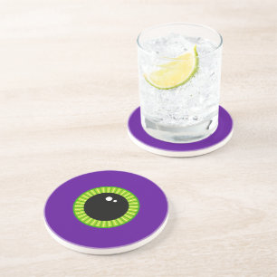 Funny Green and Purple Monster Eyeball Coaster