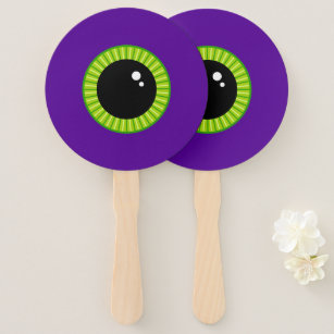 Funny Green and Purple Monster Eyeball Hand Fan