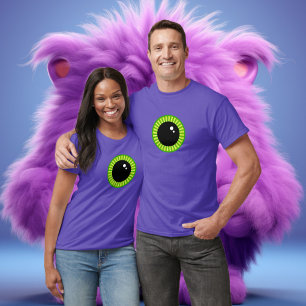 Funny Green and Purple Monster Eyeball T-Shirt