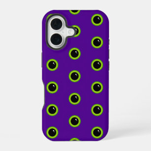 Funny Green and Purple Monster Eyes iPhone 16 Case