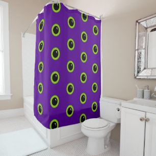 Funny Green and Purple Monster Eyes Shower Curtain