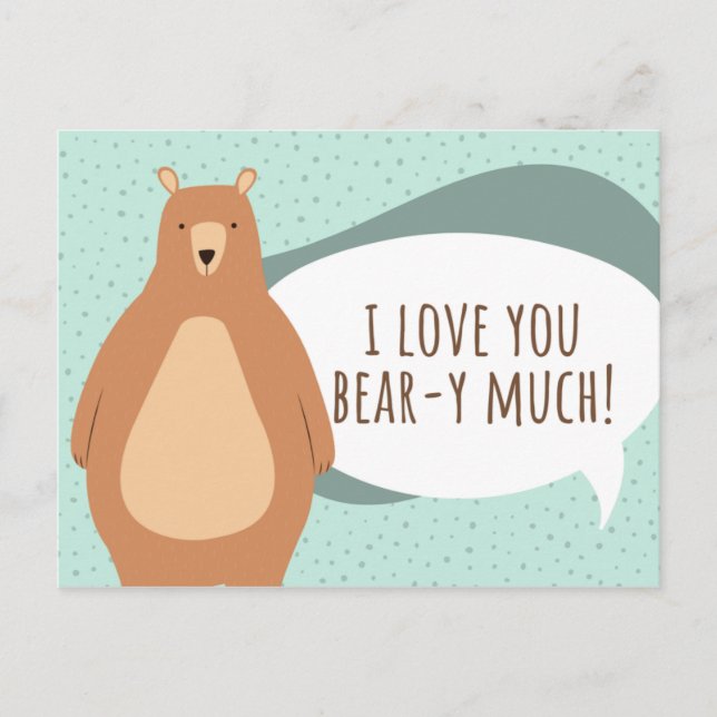 Funny Green Bear Love You Postcard (Front)