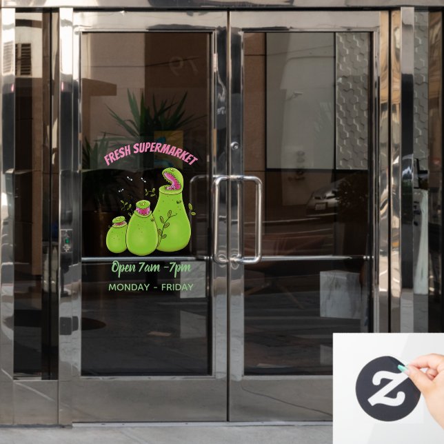 Funny green carnivorous pitcher plants cartoon (Office Door)