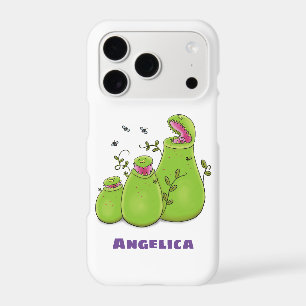Funny green carnivorous pitcher plants cartoon