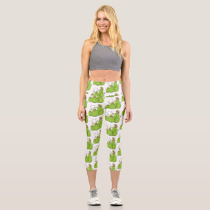 Funny green carnivorous pitcher plants cartoon capri leggings