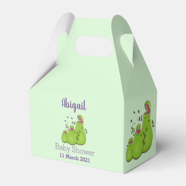 Funny green carnivorous pitcher plants cartoon favour box (Front Side)