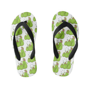 Funny green carnivorous pitcher plants cartoon kid's jandals