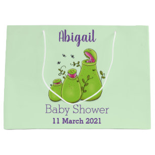 Funny green carnivorous pitcher plants cartoon  large gift bag