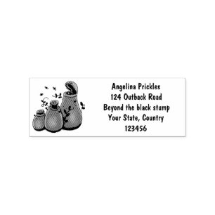 Funny green carnivorous pitcher plants cartoon rubber stamp
