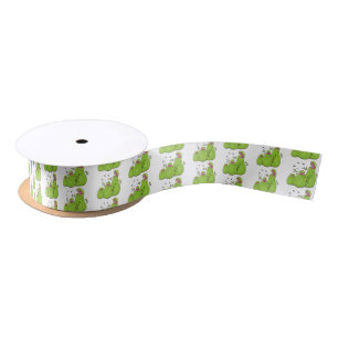Funny green carnivorous pitcher plants cartoon satin ribbon