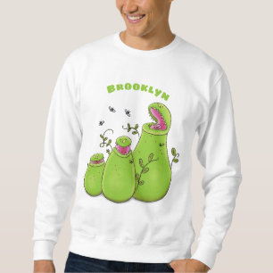 Funny green carnivorous pitcher plants cartoon sweatshirt