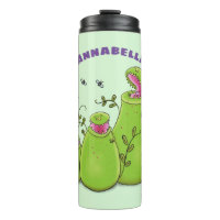 Funny green carnivorous pitcher plants cartoon