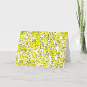 Funny Green Cartoon Birds Birthday  Card