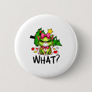 Funny Green Cat Christmas Tree Merry Xmas Humor Ca 6 Cm Round Badge