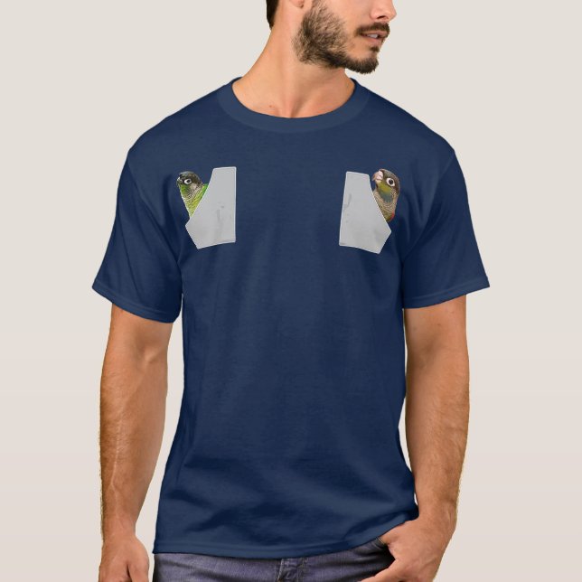 Funny Green Cheek Conure Shirt Cute Pocket (Front)