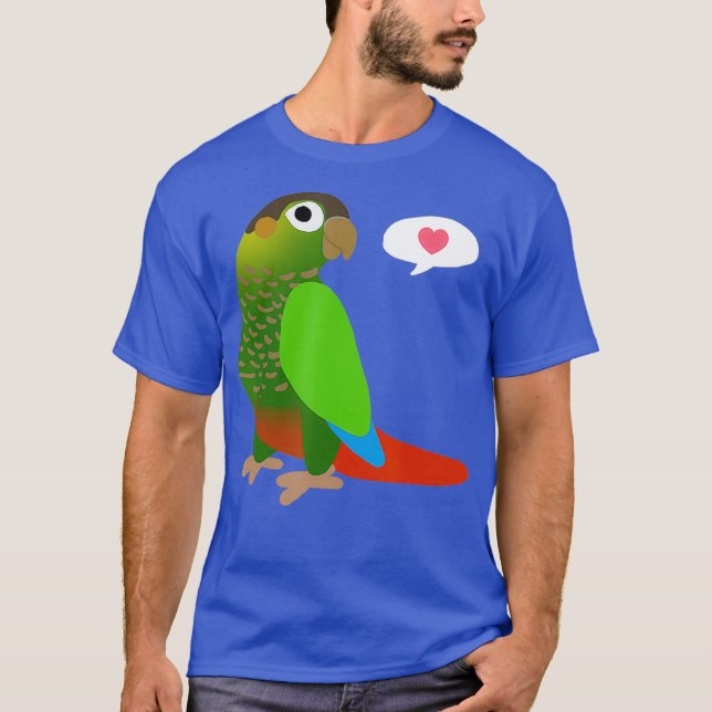 Funny Green Cheek Conure With Heart Shirt Parrot (Front)