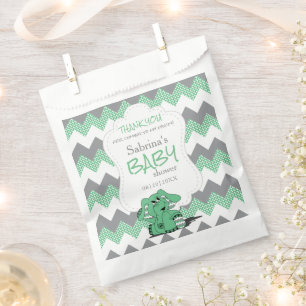 Funny Green Chevron Silly Cute Baby Elephant  Favour Bags
