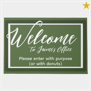 Funny Green Custom Name Office Workplace Door Mat