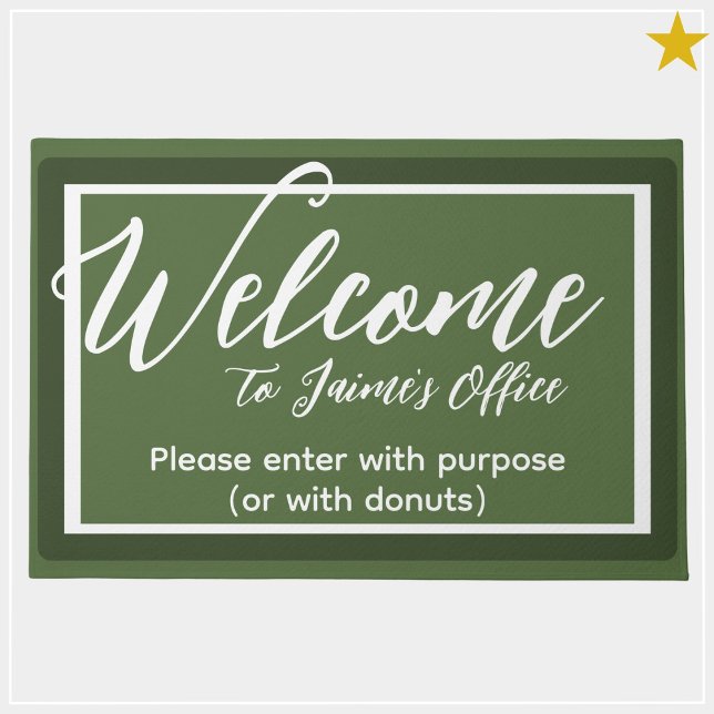 Funny Green Custom Name Office Workplace Door Mat (Creator Uploaded)