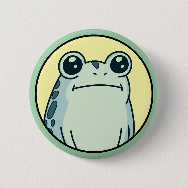 Funny Green Deadpan Frog Toad  6 Cm Round Badge (Front)