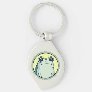 Funny Green Deadpan Frog Toad  Key Ring