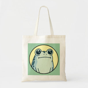 Funny Green Deadpan Frog Toad  Tote Bag