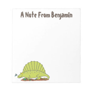 Funny green dimetrodon cartoon dinosaur notepad