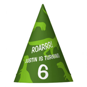 Funny green dinosaur theme Birthday party hats