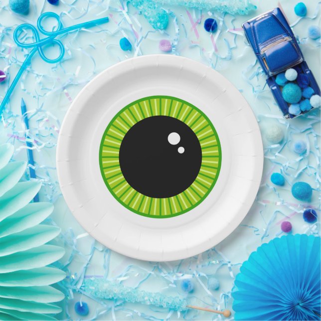 Funny Green Eyeball  Paper Plate (Party)