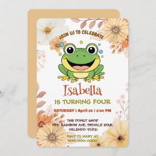 Funny Green Frog animal wildlife cartoon Birthday Invitation