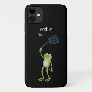 Funny green frog swatting fly cartoon  Case-Mate iPhone case