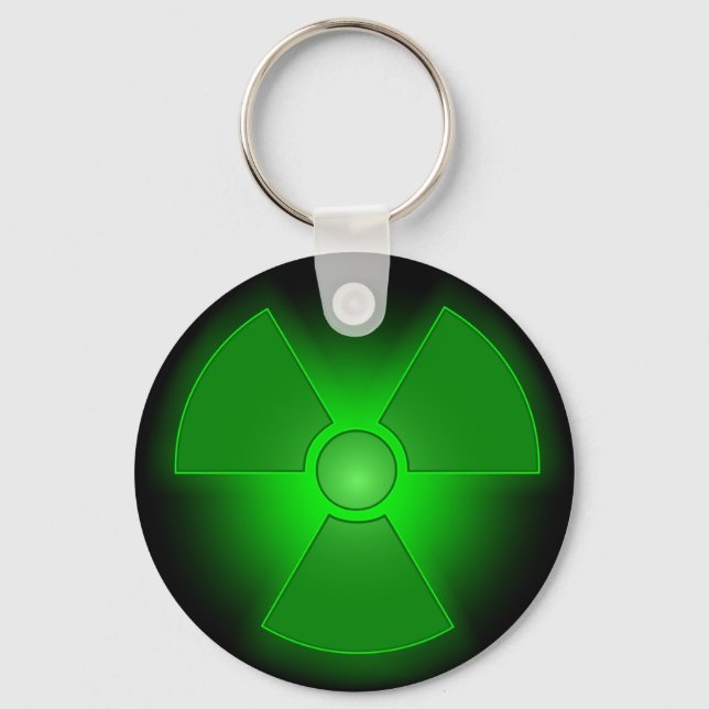 Funny green glowing radioactivity symbol key ring (Front)