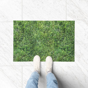 Funny green grass real photo texture pattern fun doormat