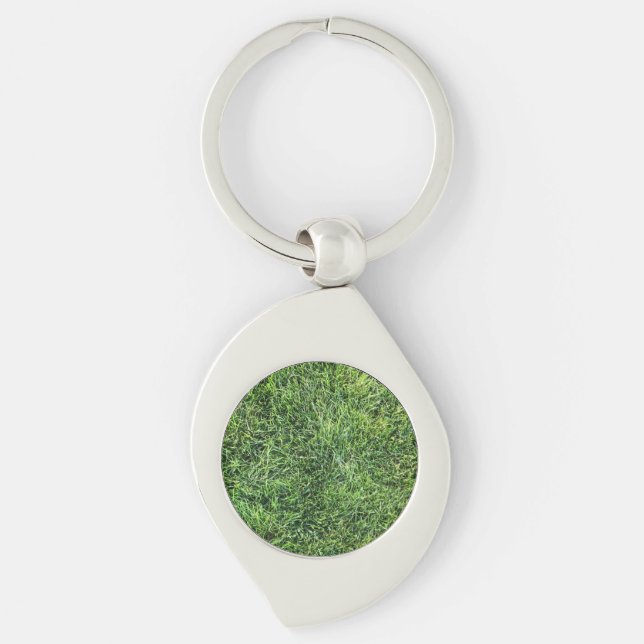 Funny green grass real photo texture pattern fun key ring (Front)