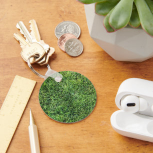 Funny green grass real photo texture pattern fun key ring