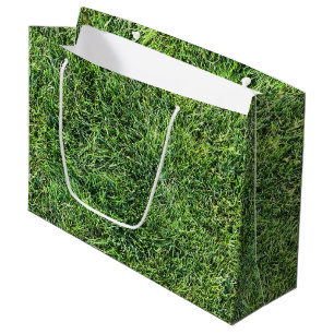 Funny green grass real photo texture pattern fun large gift bag