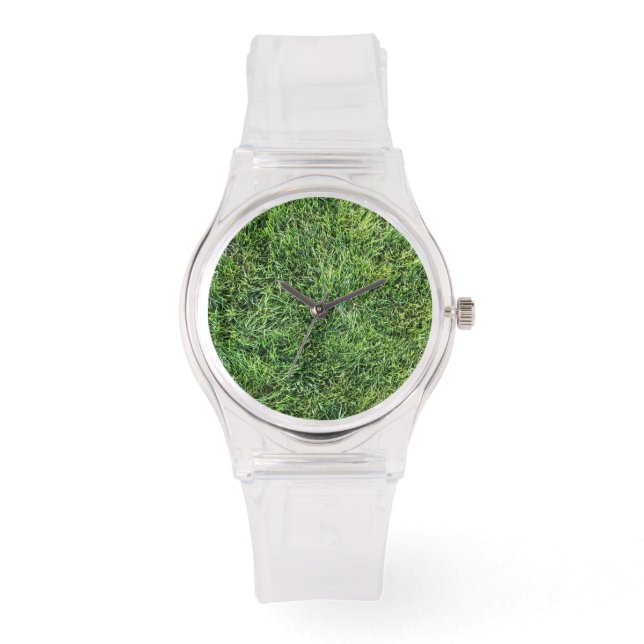 Funny green grass real photo texture pattern fun watch (Front)