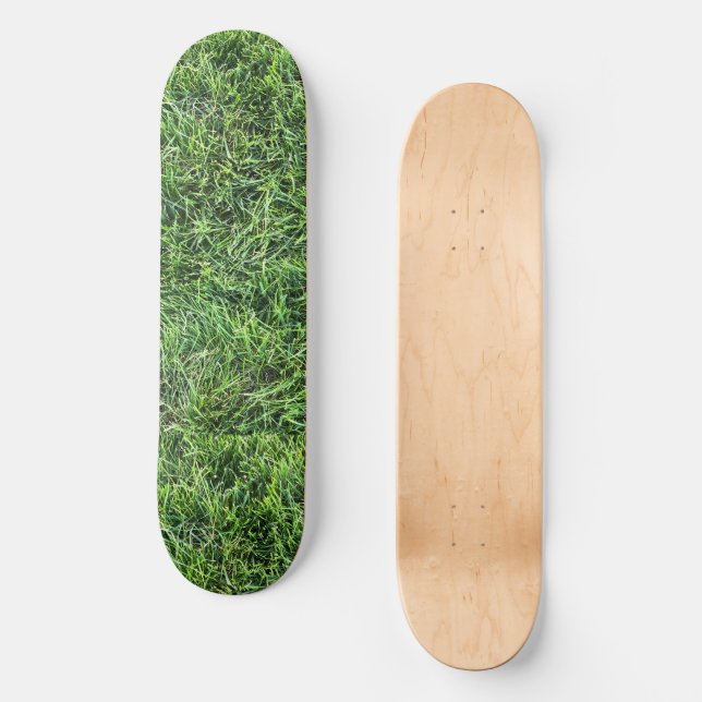 Funny green grass texture pattern real photo cool skateboard (Front)