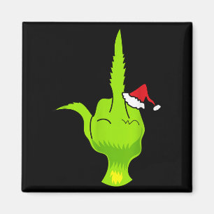 Funny Green Hand Middle Finger Xmas Santa Magnet