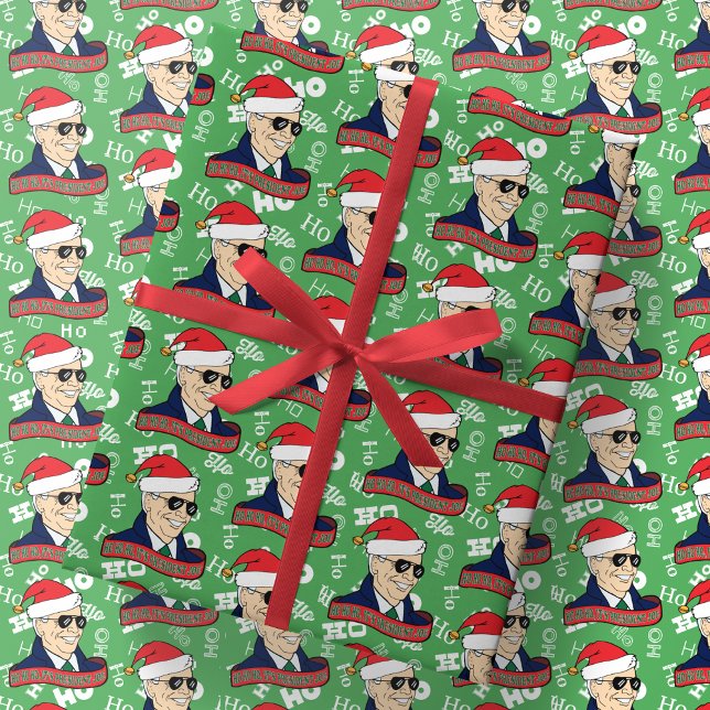 Funny Green Ho Its President Joe Biden Christmas Wrapping Paper (Creator Uploaded)